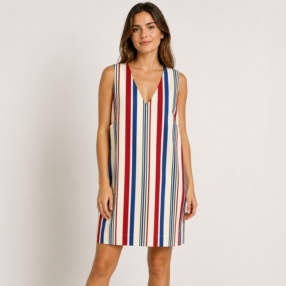 Pomander Place Tuckernuk Striped Cotton Sleeveless Dress Size Medium